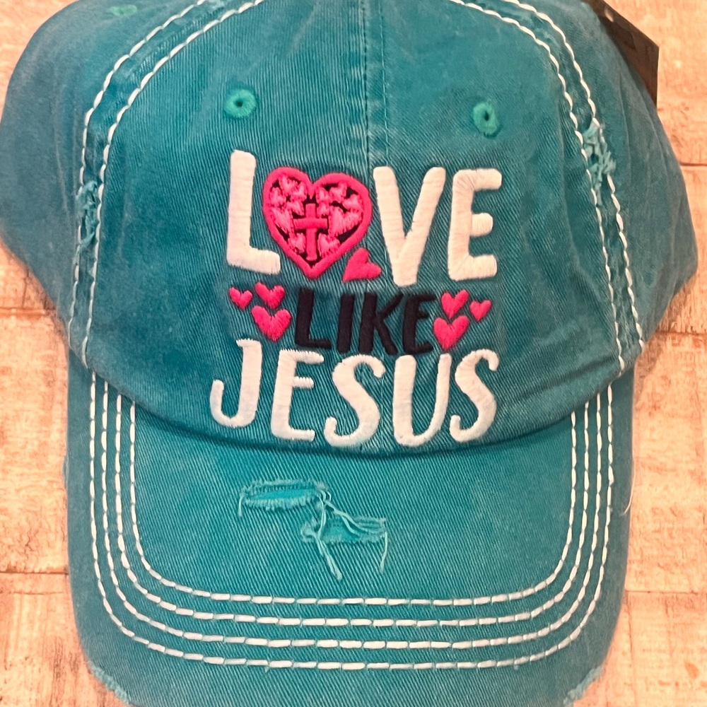 Teal 'Love Like Jesus' Embroidered Cap
